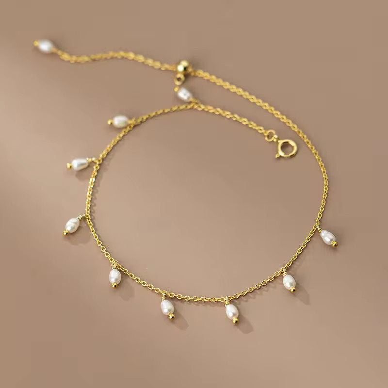 Pearl charm anklet