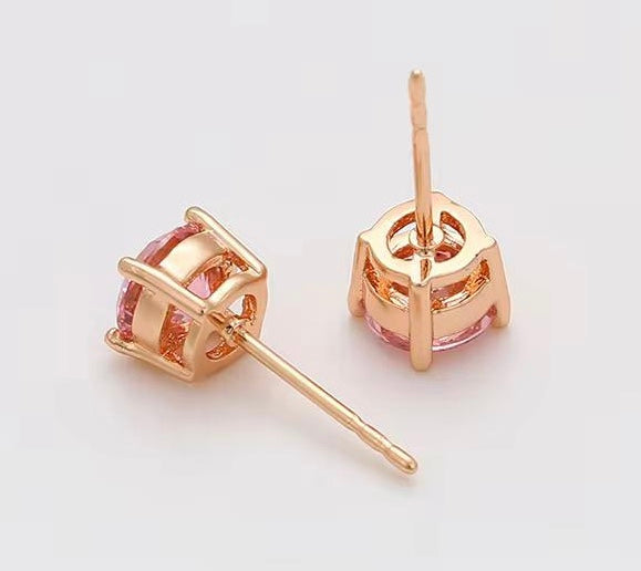 Pink garnet studs
