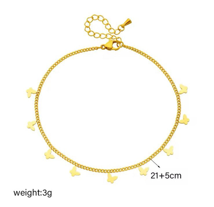 Gold butterfly anklet
