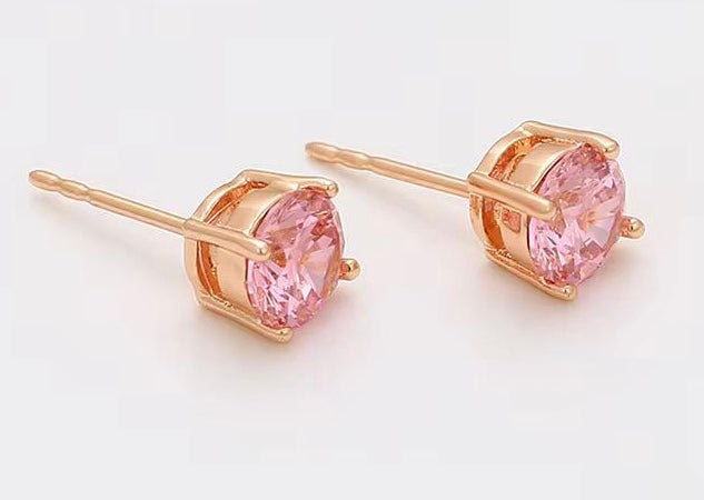 Pink garnet studs