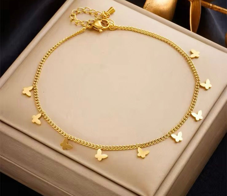 Gold butterfly anklet