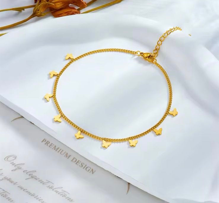 Gold butterfly anklet