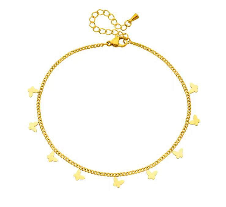 Gold butterfly anklet