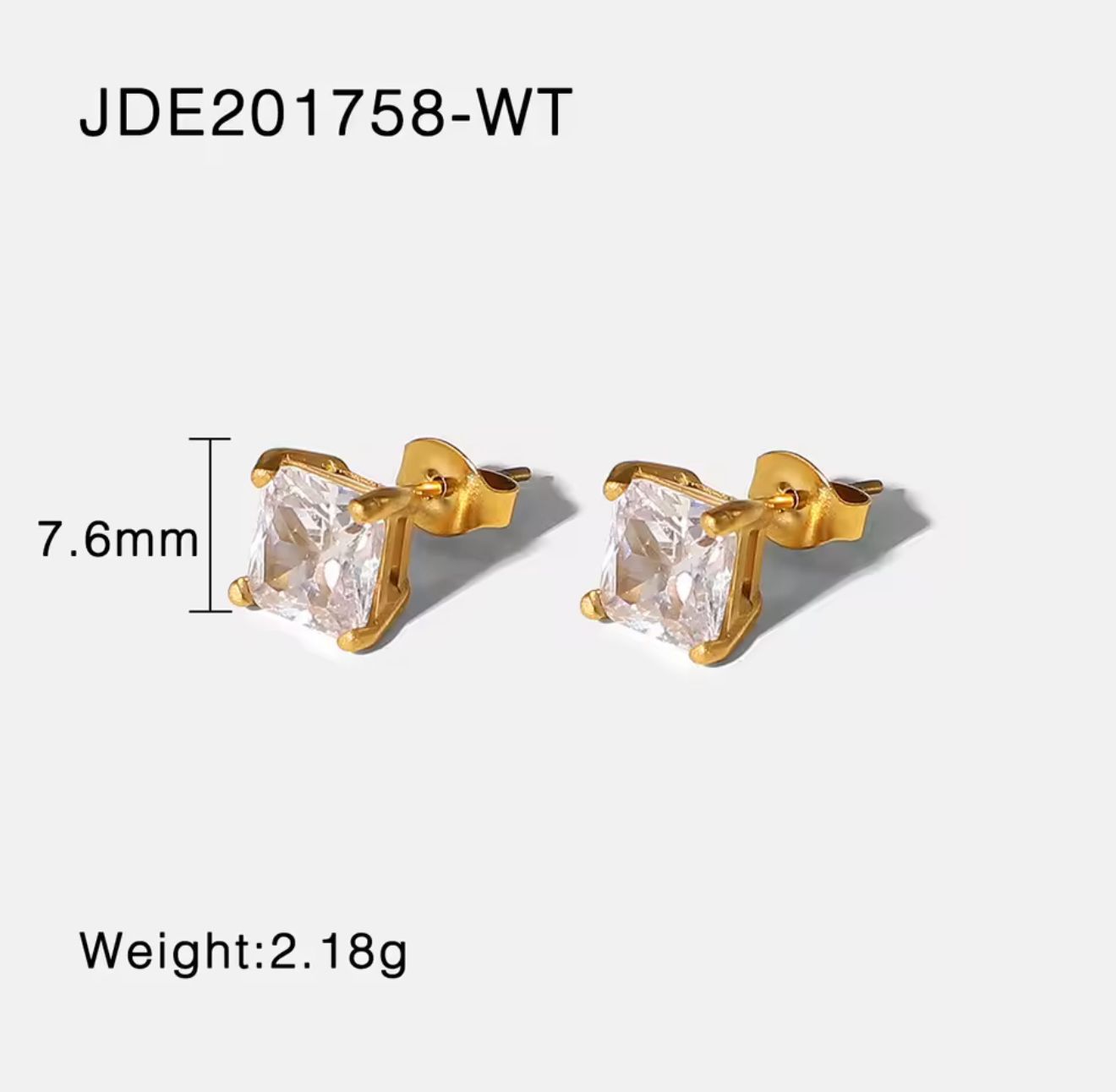 Square crystal studs