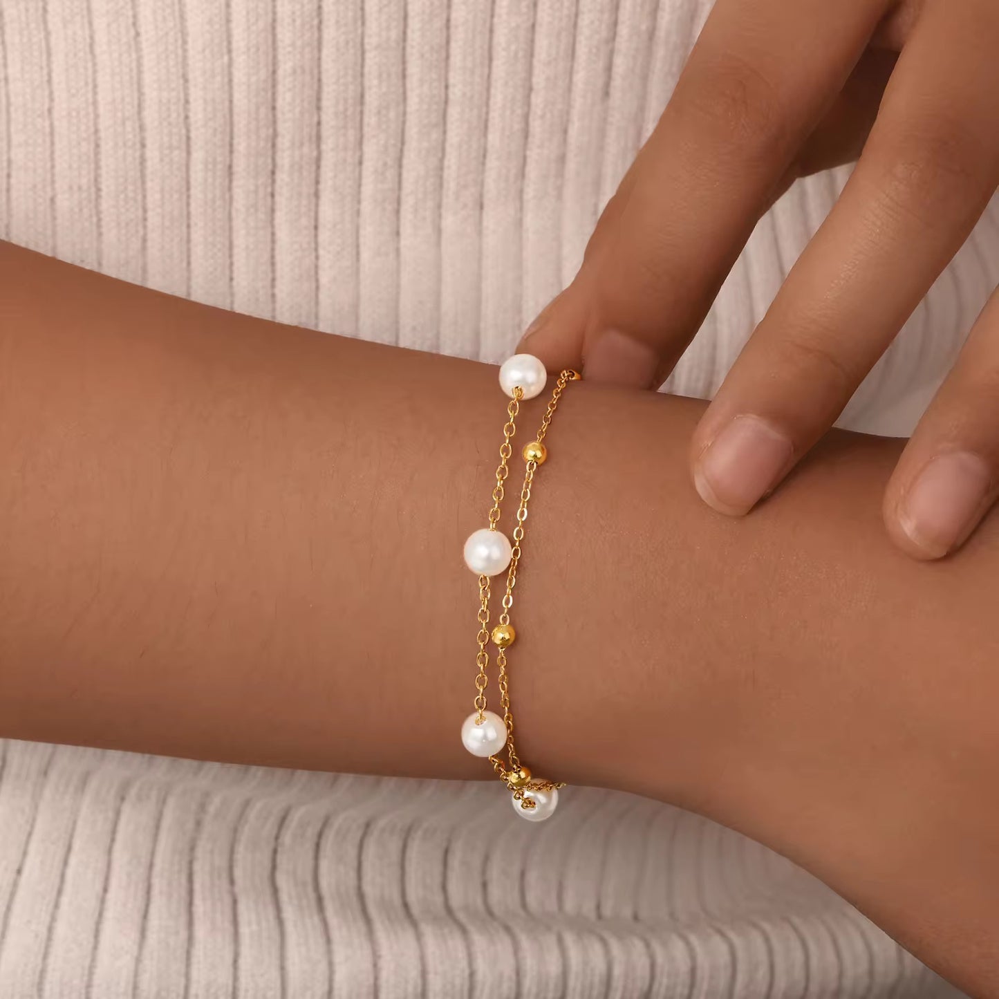 Pearl & Gold beaded Bracelet