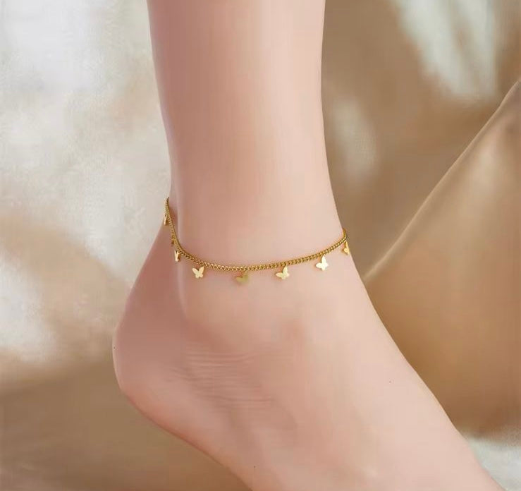 Gold butterfly anklet