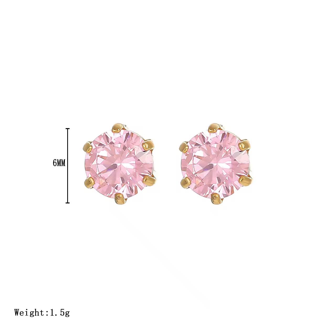 Pink garnet studs