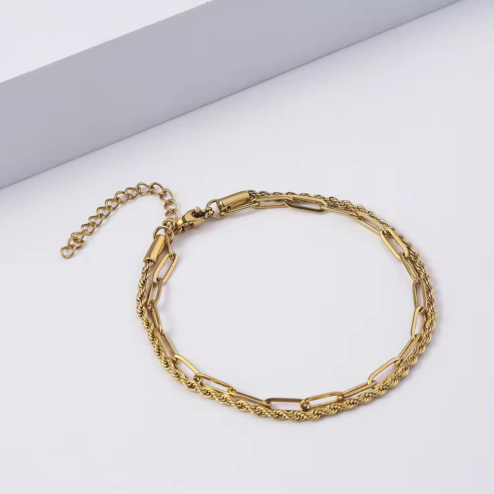 Two layer anklet 18k