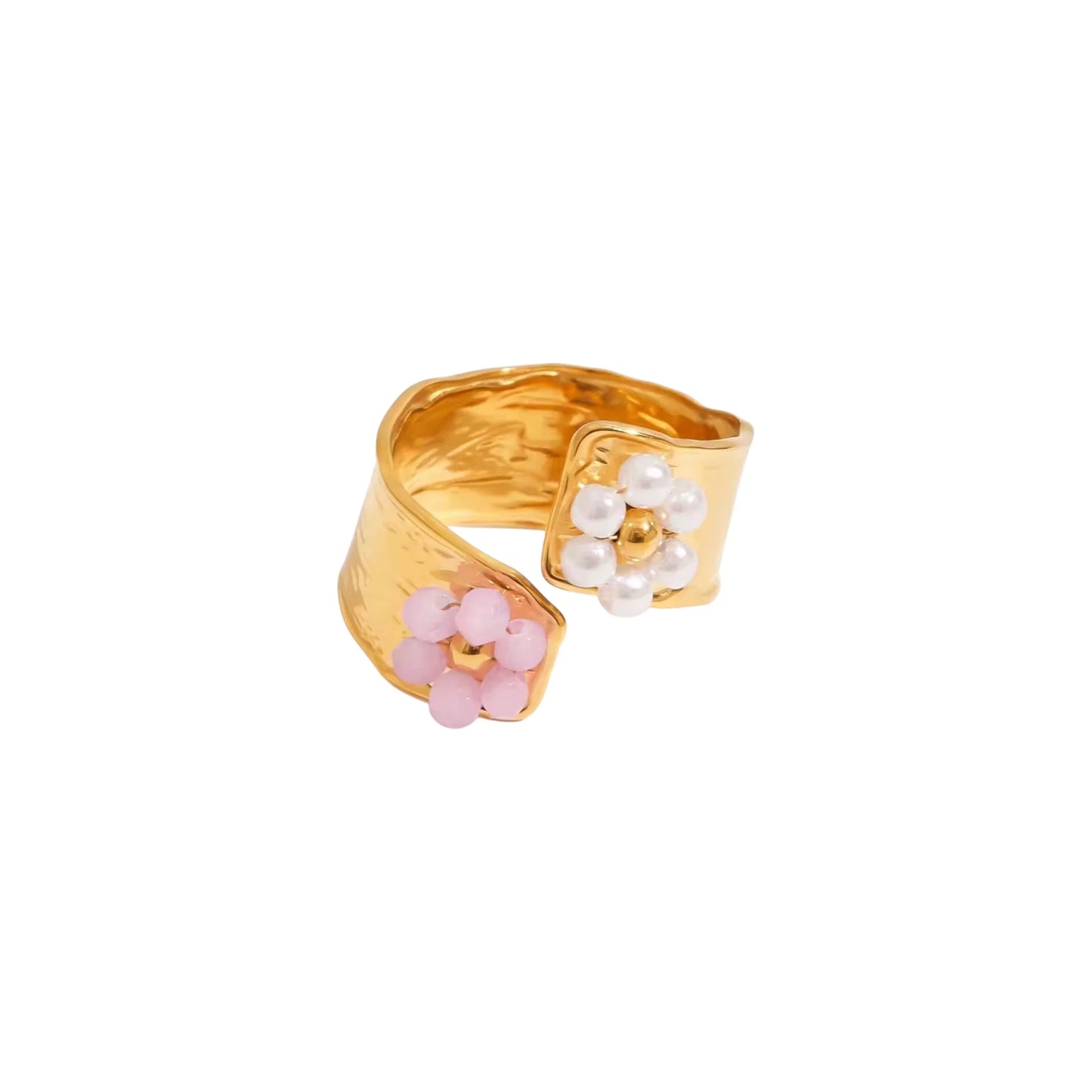 Pearl & pink flower ring