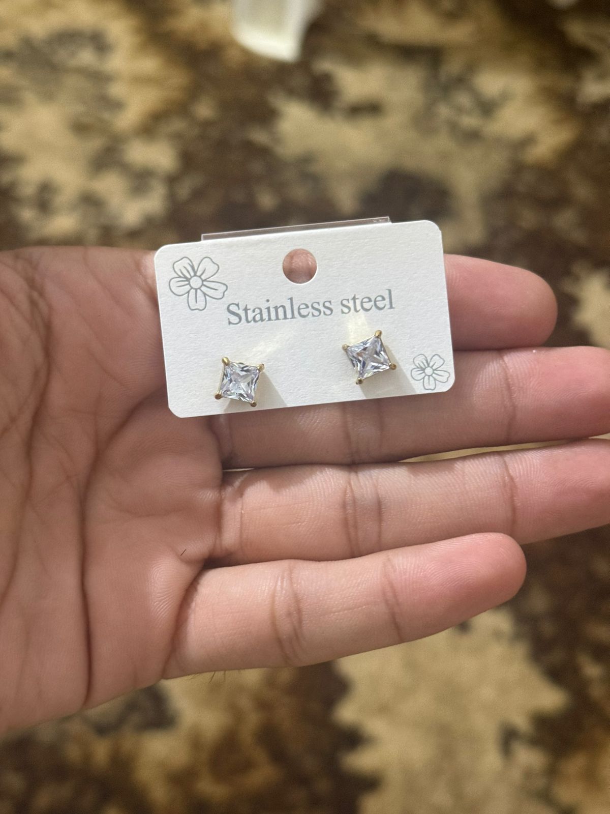 Square crystal studs