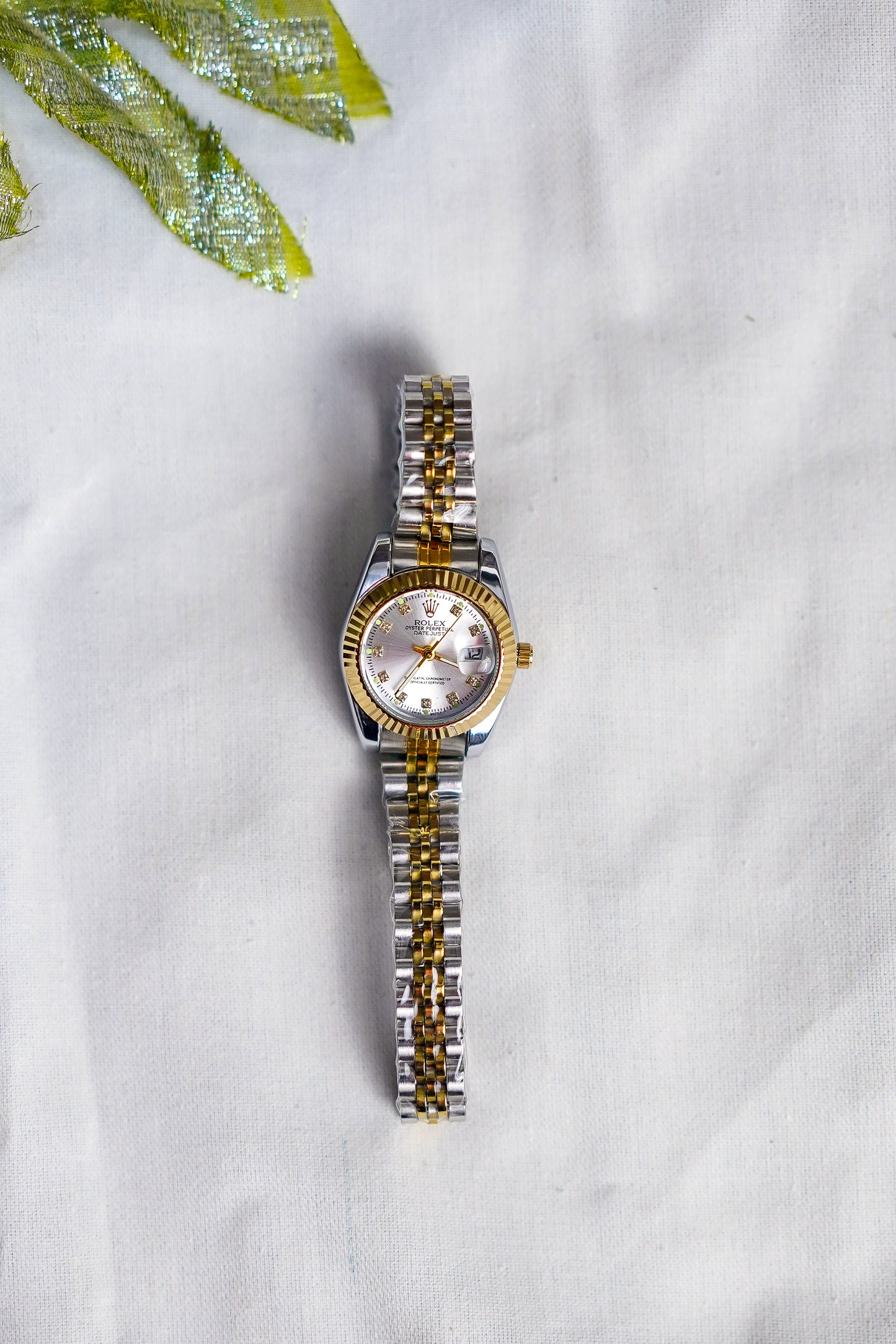 Rolex Date Oyster white Dial Woman Watch