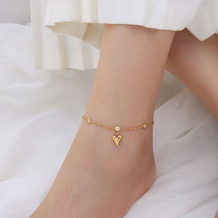Heart charm anklet