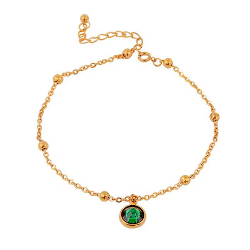 Emerald dangling anklet