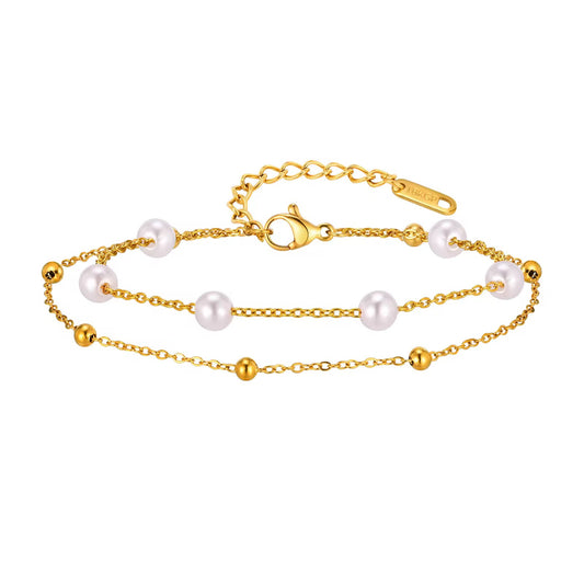 Pearl & Gold beaded Bracelet