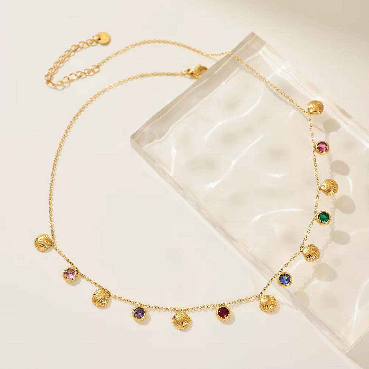 Multicolour necklace rhinestones