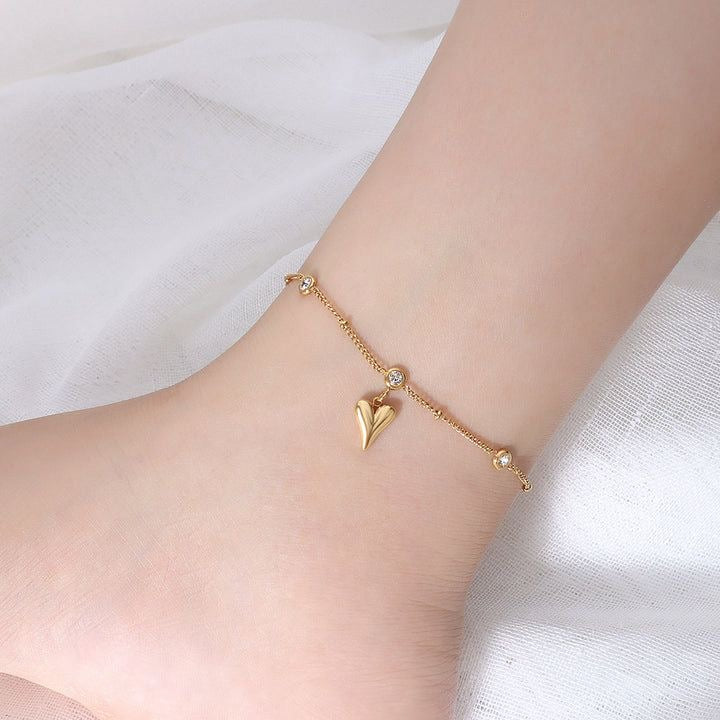 Heart charm anklet
