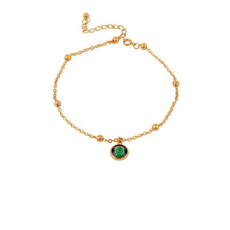 Emerald dangling anklet