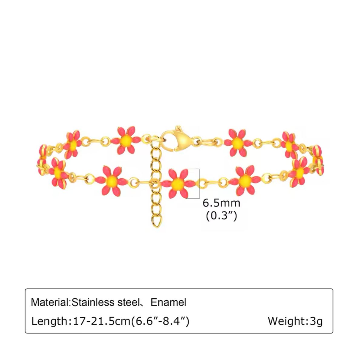 Pink daisy anklet
