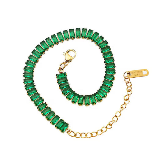 Green tennis bracelet 18k