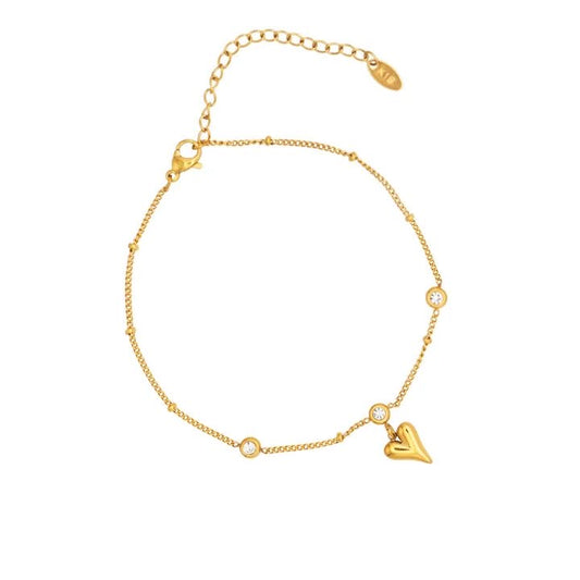 Heart charm anklet