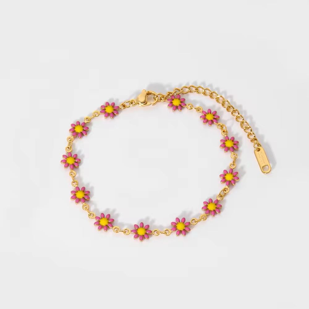 Pink daisy anklet