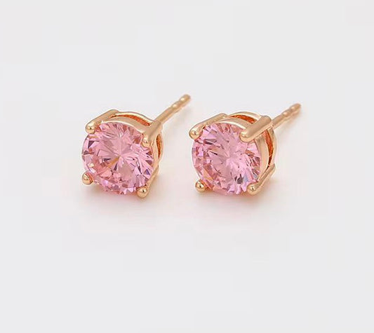 Pink garnet studs